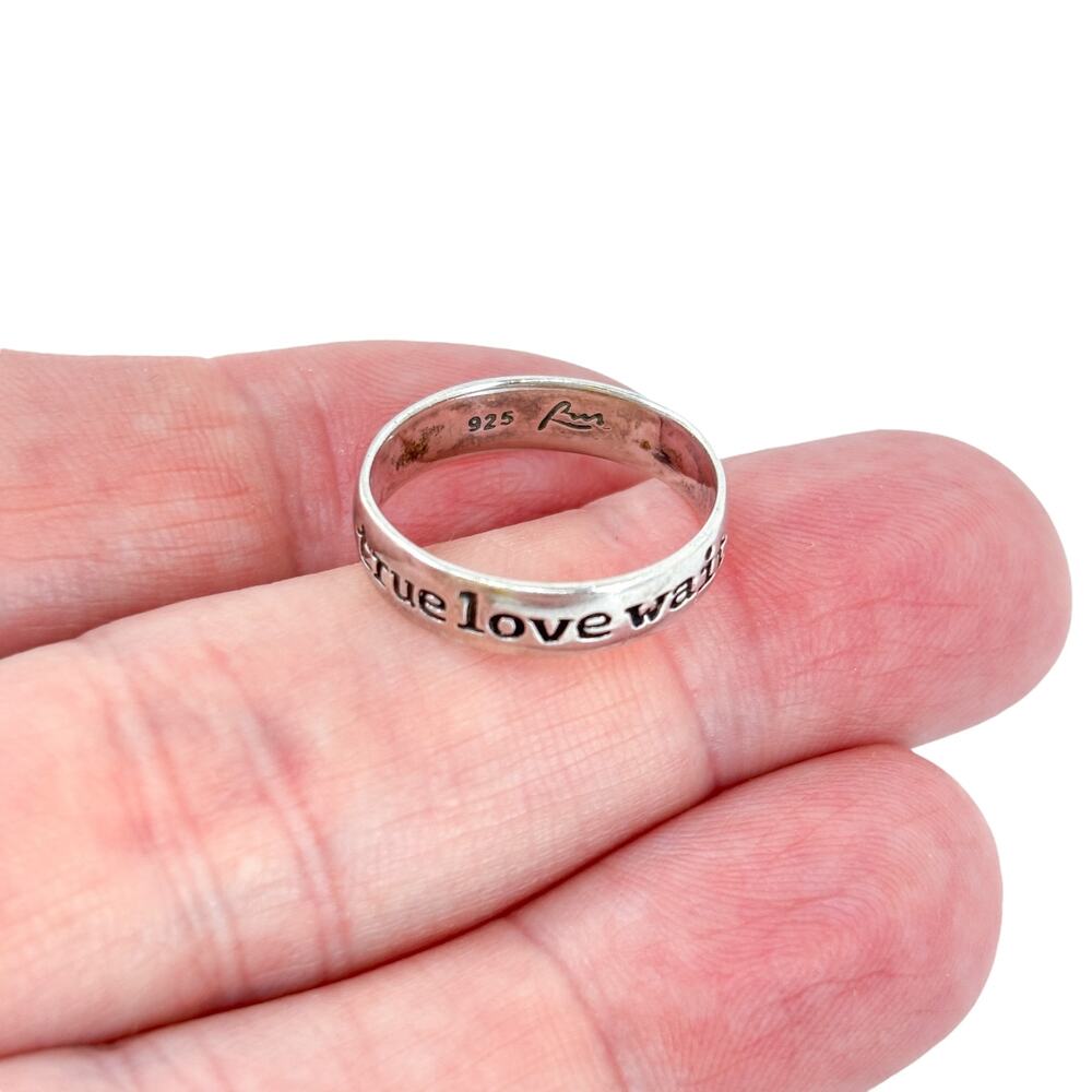 Vintage Sterling Silver 925 "True Love Waits" Purity Promise Ring Size 7